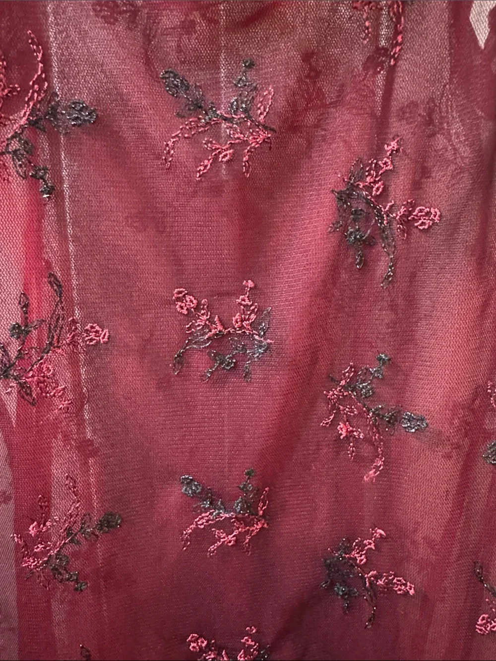 Victoria’s Secret Sheer Embroidered Red and Black Chemise Size XS